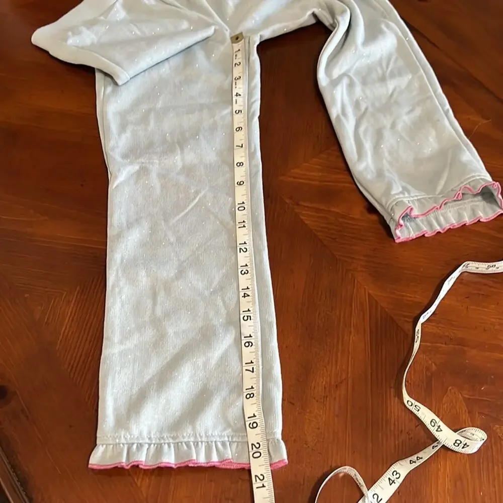 Pink Cookie Girls Silver Sparkle Knit Pants Size 6 Princess Crown Butterfly Y2K